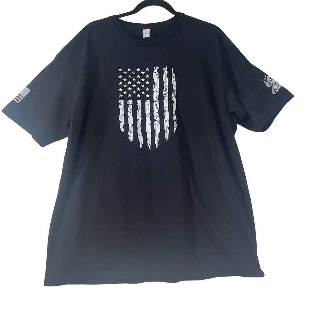 Mens Black‎ 2XL United Combat Eagle Flag Graphic T-Shirt